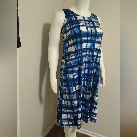 Vejaiz Designs Blue White Plaid Sleeveless Pullover Dress XL - Picture 7 of 11